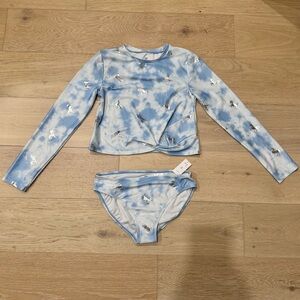 GAP Kids Girls Brand New Blue and White Swim Rashguard Set Size XL (12)